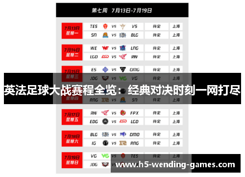 英法足球大战赛程全览：经典对决时刻一网打尽
